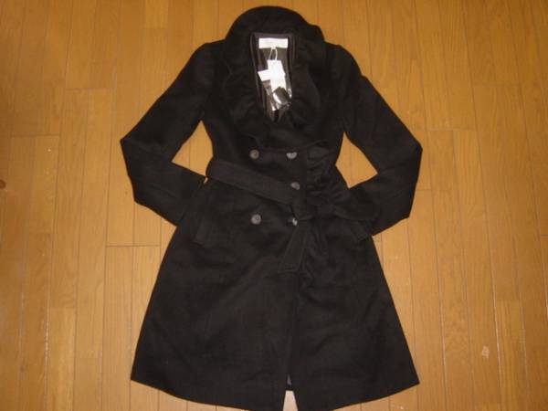 ◆新品セール◆シトラスノーツ フリル襟 ウールアンゴラ黒コート拍卖