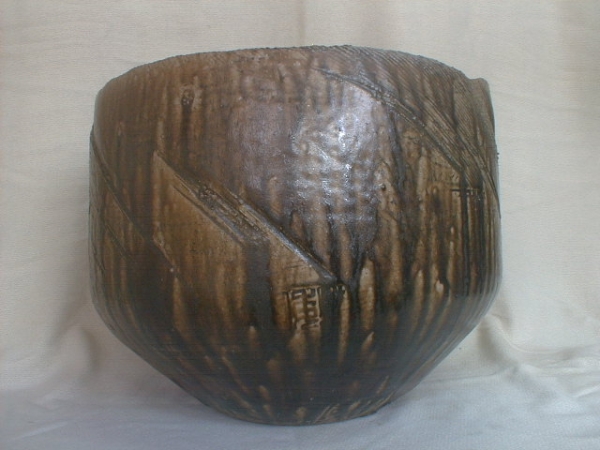 落款 激しい釉薬 大きな花器 25x35cm 11.2kg 睡蓮 水鉢 火鉢拍卖