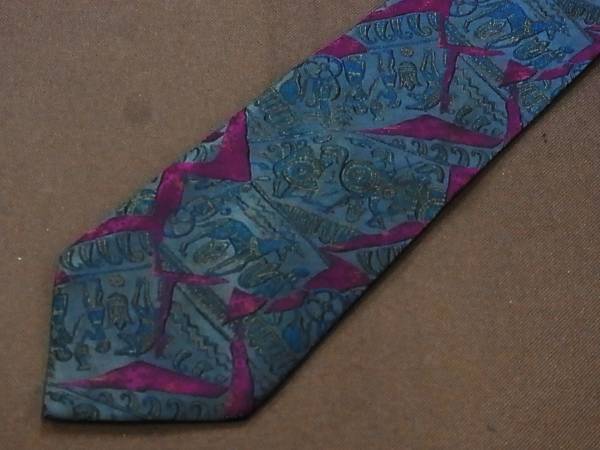 【良品】№1062●【エジプト柄】銀座 老舗 田屋TAYAのネクタイ●拍卖
