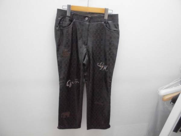 伊太利屋(イタリヤ)合皮ロゴ型押しパンツ☆サイズ9号拍卖