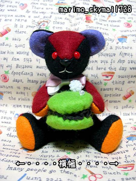 【ハンドメイド】フェルト カラフル パッチワーク 手乗り テディベア マカロン⑥拍卖