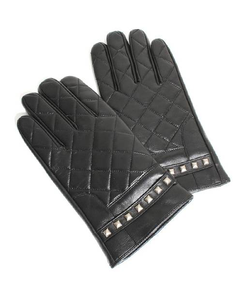 新品未使用VAC254サイズF【VANQUISHキルティングレザーグローブ】ピラミッドスタッズ 本革手袋皮 紳士 メンズ拍卖