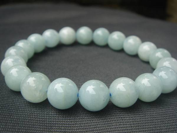 ☆風水,海の色天然4A級アクアマリンブレスレット9.5mmA3拍卖