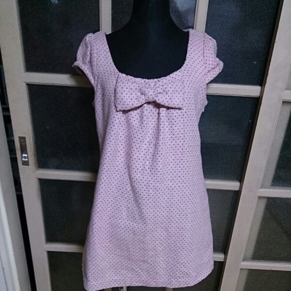 anneツィード調ドット柄フレンチスリーブチュニック拍卖