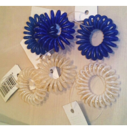 くるくるヘアゴム:ホワイト・ブルー《各3個》拍卖