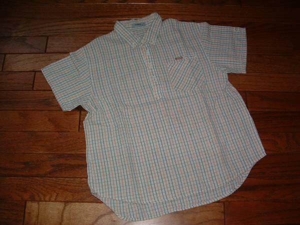 ■美品■PAPP パプ半袖チェック柄ボタンダウンシャツ(120cm)拍卖