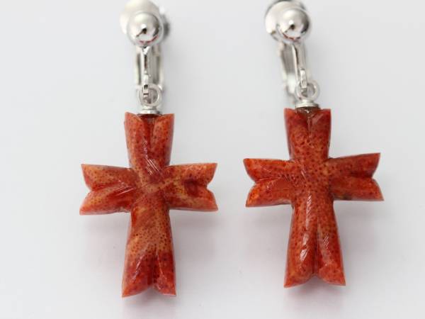 ☆★☆アップルサンゴ クロスイヤリング(新品/送料無料)★☆★拍卖