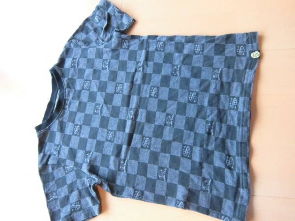 ★★★ブロックチェック&クマプリントTシャツ★黒×グレー★★拍卖