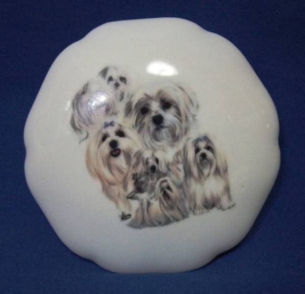 ●在庫整理価格 マルチーズ ポーセリン脚付きラウンドボックス 小物入れ●拍卖