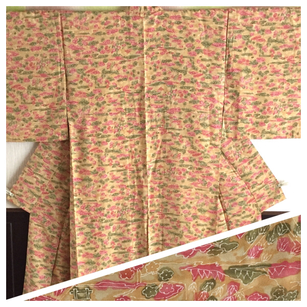 【袷】 正絹着物 小紋 身丈157cm 松竹梅 汚れ無い様 102002拍卖