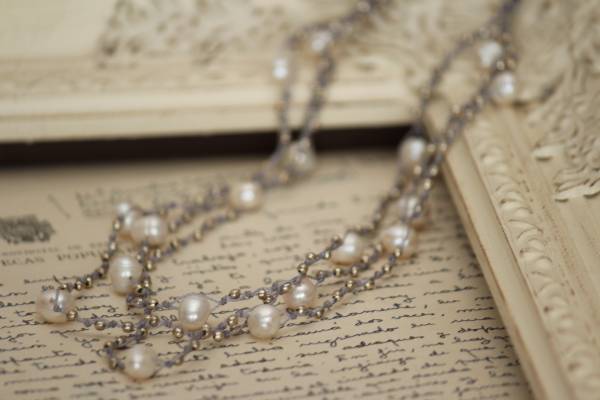 ★新入荷★パール・ブラスビーズ3ラインネックレスG拍卖