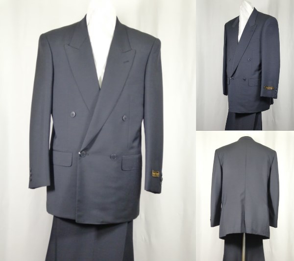 ★☆ A7-86 W4B×1ピーク衿スーツ 新品 春夏 紺 日本製☆★拍卖