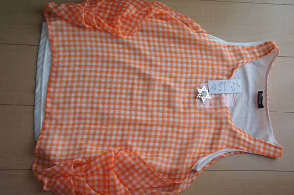 ③新品★ギンガムチェック・タンクトップチュニック★アクセ付き拍卖