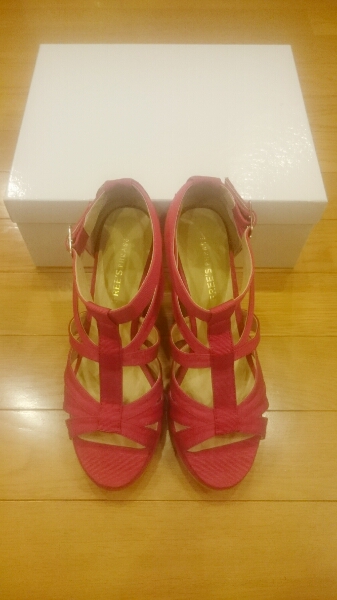 【美品】☆FREE'S SHOP☆ ジュートウェッジサンダル♪ 赤 24cm拍卖