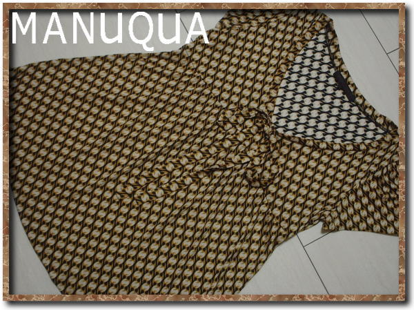☆MANOUQUA マヌーカ リボン付き総柄チュニック☆難あり拍卖