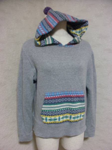 BEAMSBOY ビーム フォークロア エスニックパーカボンボリ付拍卖