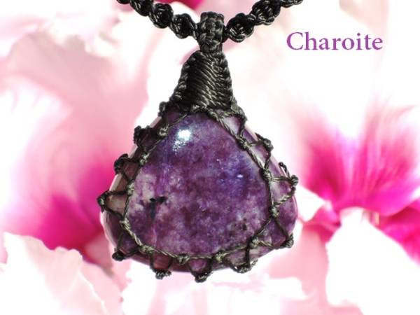 ★チャロアイト★天然石ネックレス★ハンドメイドペンダント★ヒーリングストーン鉱物カット宝石いろいろビーズ編み★レディースkamesan拍卖