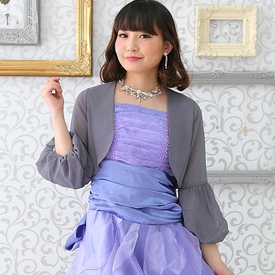 【新品】シフォン バルーン袖ボレロ(グレー)拍卖