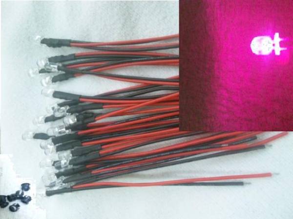 24v配線加工済LED ピンク10本 送料無料拍卖