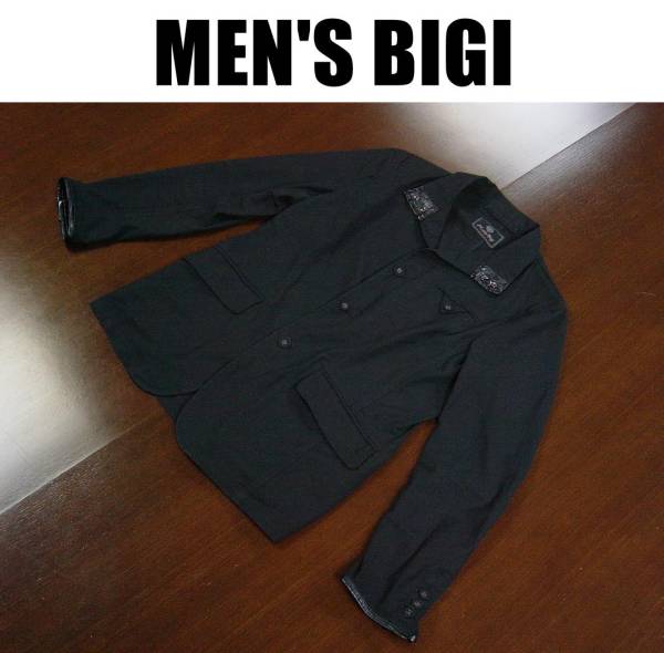 MEN'S BIGI メンズビギ一枚生地ジャケット/ブラック/サイズ01拍卖