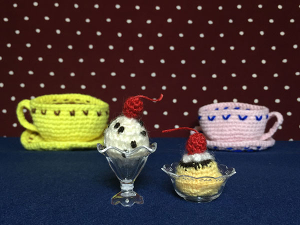 編みぐるみ カップ&ソーサー&アイスクリーム&プリン その2拍卖