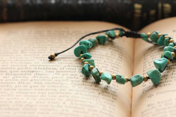 *サザレターコイズ&ブラスビーズブレスレット拍卖