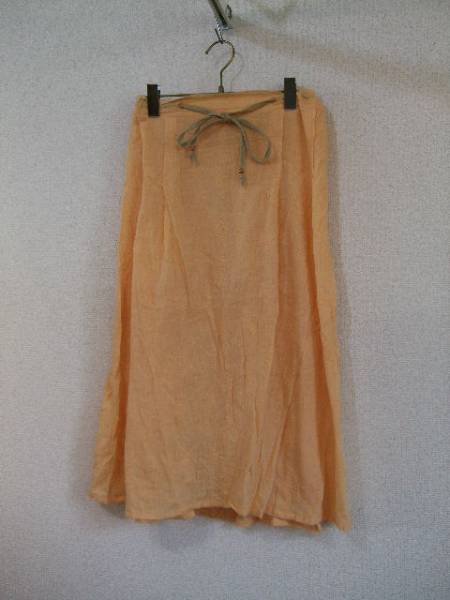 オレンジ刺繍入りガーゼ素材ロングフレアスカート(USED)62515)拍卖