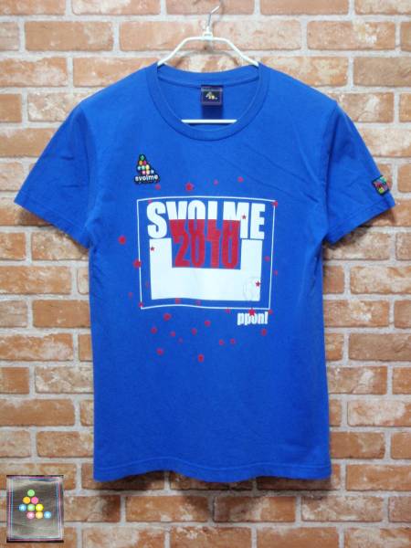 送料込 USED スボルメ SVOLME 2010 ロゴプリント半袖Tシャツ 青Mサイズ拍卖