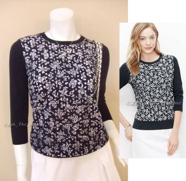 ★新作 アンテイラー 今季 ネイビー 紺 アイレット ニット XS★拍卖