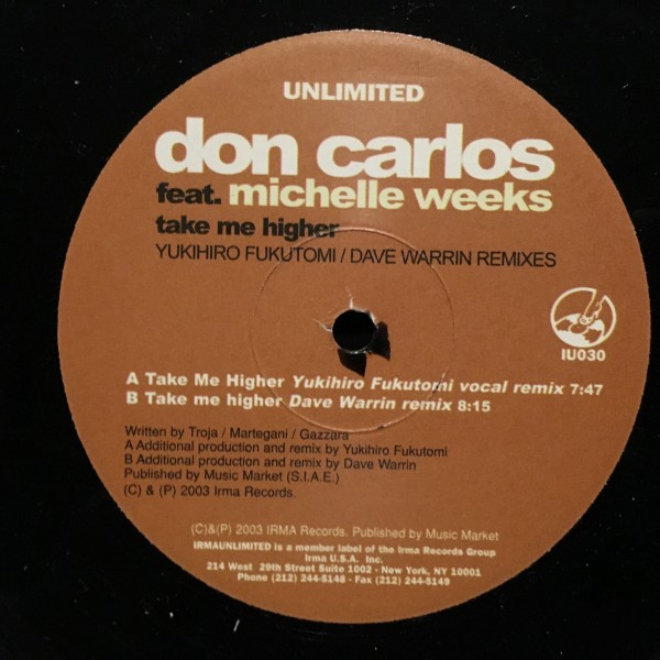 Don Carlos Featuring Michelle Weeks / Take Me Higher拍卖
