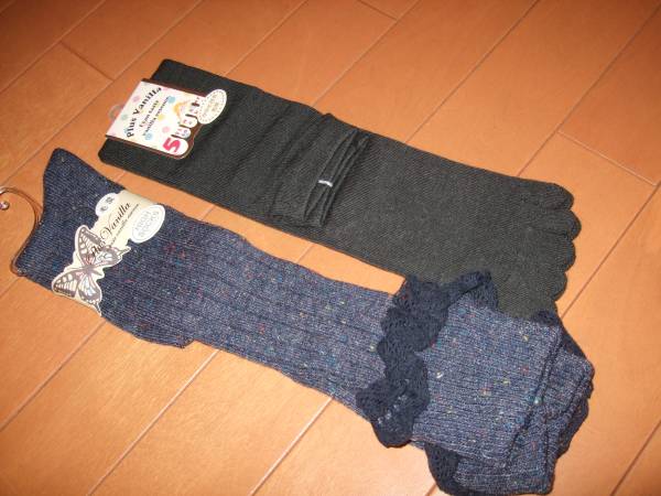 新品即決○毛紺ハイソックスセット○23~25拍卖