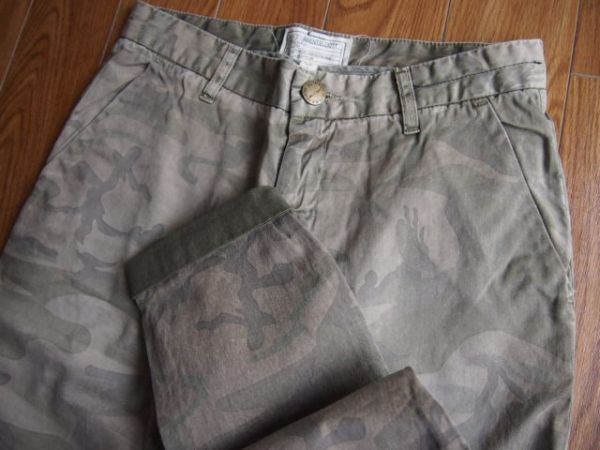 u48 ロンハーマン取り扱い 新品36,000円 CURRENT ELLIOTT カレントエリオット カモフラ 迷彩 パンツ カーキ拍卖
