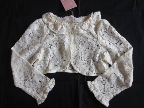 新品シャーリーテンプル お花模様 総レース ボレロ カーディガン 長袖 110 白 JSKに フォーマル拍卖