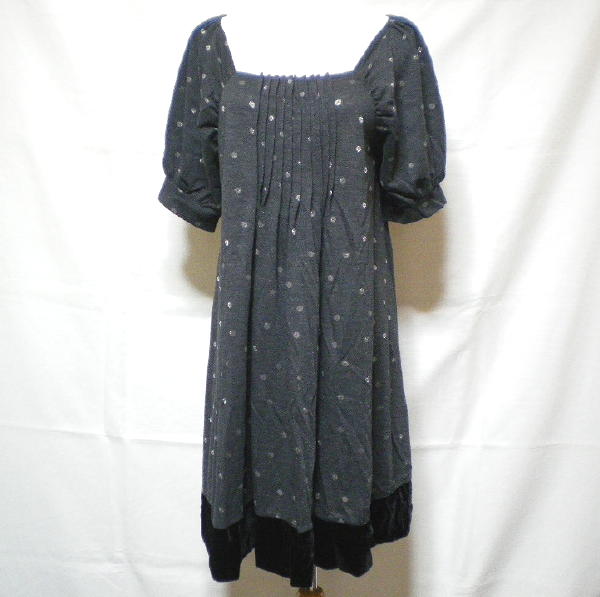 スナオクワハラ★ドット柄ワンピース★M★グレー★sunaokuwahara拍卖