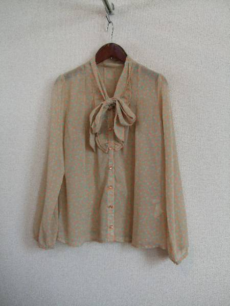 INDEX(ワールド)オレンジ×緑プリント長袖ブラウス(USED)22015)拍卖