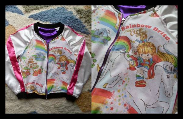 超可愛い Rainbow Brite 刺繍 総柄 スカジャン レインボー ブライト ジャケット 廃版 希少 入手困難 派手 虹 即決あり拍卖