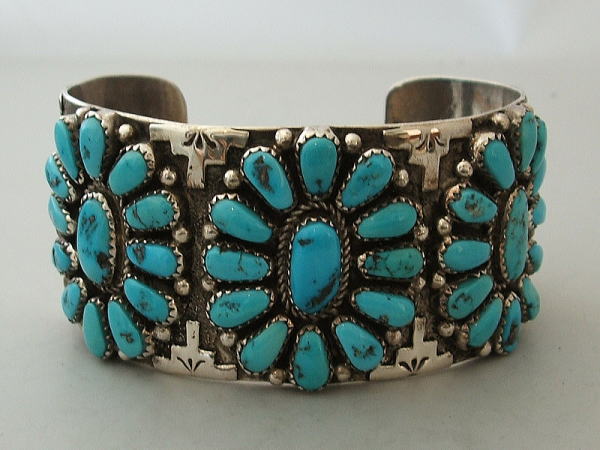 ターコイズクラスターバングル★ナバホインディアンジュエリー★拍卖