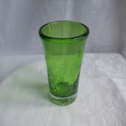 ●☆新品★琉球ガラス焼ヒビ装飾★一口ビヤグラス・グリーン色拍卖