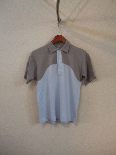 achooベージュ×水色バイカラー半袖ポロシャツ(USED)72414②)拍卖
