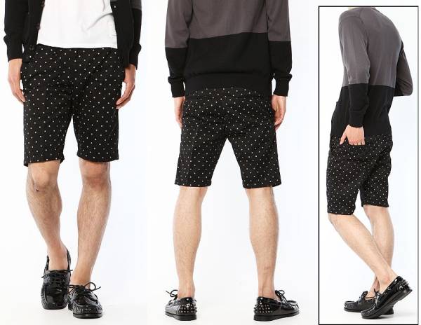 新品未使用VJP5026 W34【VANQUISHドットチノショートパンツ】ブラックハーフパンツ メンズ 紳士 半ズボン拍卖
