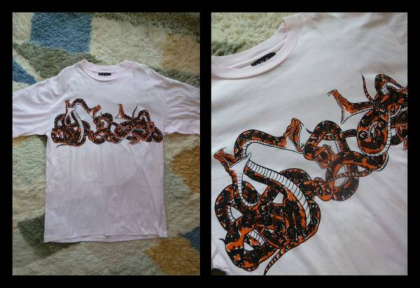 ヘビ柄 薄ピンク 蛇 Tシャツ サイズL スネーク 半袖 シャツ PHS拍卖