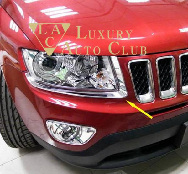 2011-2016 JEEP コンパス クロームヘッドライトトリム カバー メッキ エアロ アイライナ- バンパ-トリム 高品質 外装カスタム拍卖