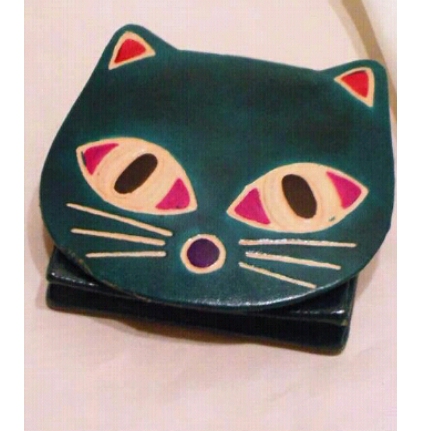 ねこちゃんコインケース【グリーン】未使用品拍卖