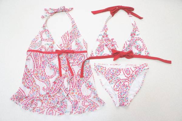 ●水着 11L●シュリーヌ◆三角ビキニ*シフォンキャミ付き*花柄拍卖