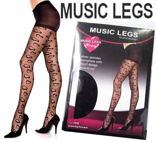 A1294)MUSICLEGSハートストッキング ML7278 黒 ブラック ダンサー 衣装 シアータイツ パンスト拍卖