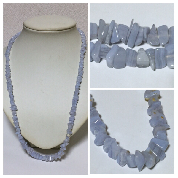 とんぼ玉 ブルーレースアゲート 空色縞瑪瑙 ロングネックレス拍卖