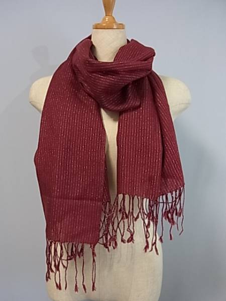 ●マフラー●ARCHEROAD■ウールマフラーラメストライプ■エンジ拍卖