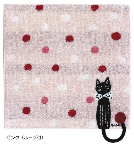 即決★ドット キャット ハンカチ ピンク★新品拍卖