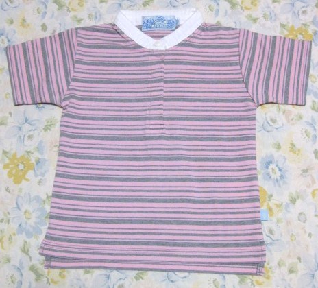 100㎝ PIKO 半袖 ポロシャツ カットソー ボーダー ピンク×グレー拍卖