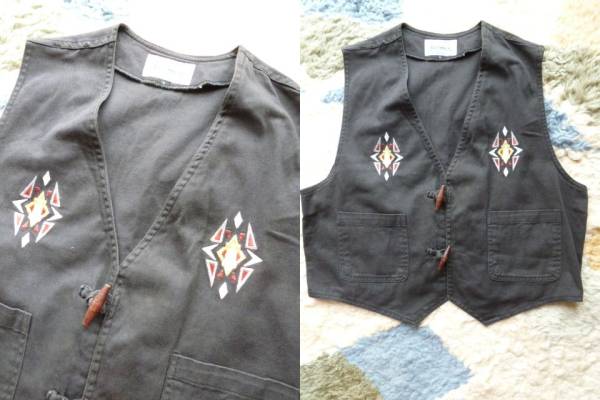 ネイティブ柄 エスニック 民族柄 ベスト サイズM 刺繍拍卖